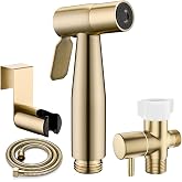 BRITULIF Bidet Sprayer for Toilet, Adjustable Pressure, Gold | Leak-Free Hose, Tank or Wall Mount, Feminine Wash, Cloth Diaper Rinse, Stainless Steel Body, Nozzle, Soft Silicone Nozzle