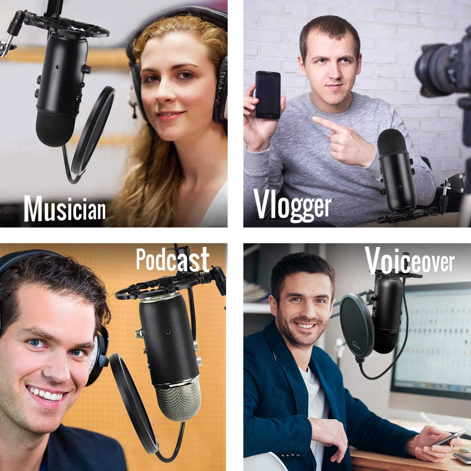 AUPHONIX PRO Blue Yeti Shock Mount – Latest Advanced Vibration Blocking, Noise Repelling Shockmount System for Blue Yeti Original Snowball & USB Pro – Ultra-Portable Lightweight Microphone Shock Mount: Musical Instruments