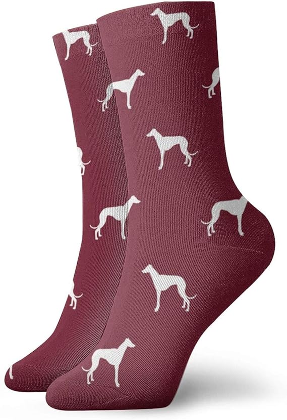 Ruby Red Greyhound Dog Silhouette Short Socks Men Women Socks Crew Sock