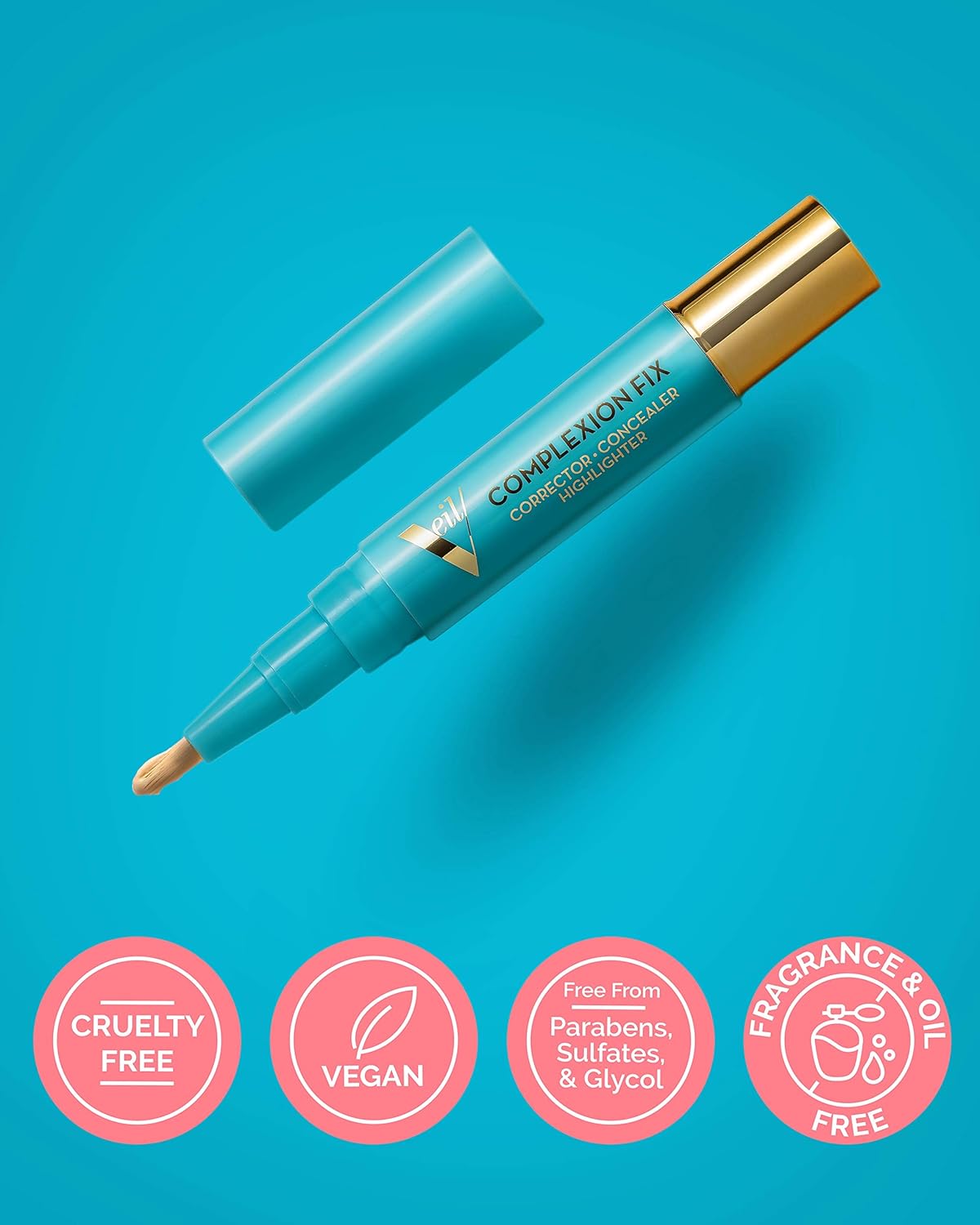 Veil Cosmetics Complexion Fix Oil-Free Concealer, Highlighter, Under Eye Corrector Pen for Dark Circles and Acne Cover Up | Vegan & Cruelty-Free | Paraben-Free (2N Light Neutral) : Beauty Products : Beauty