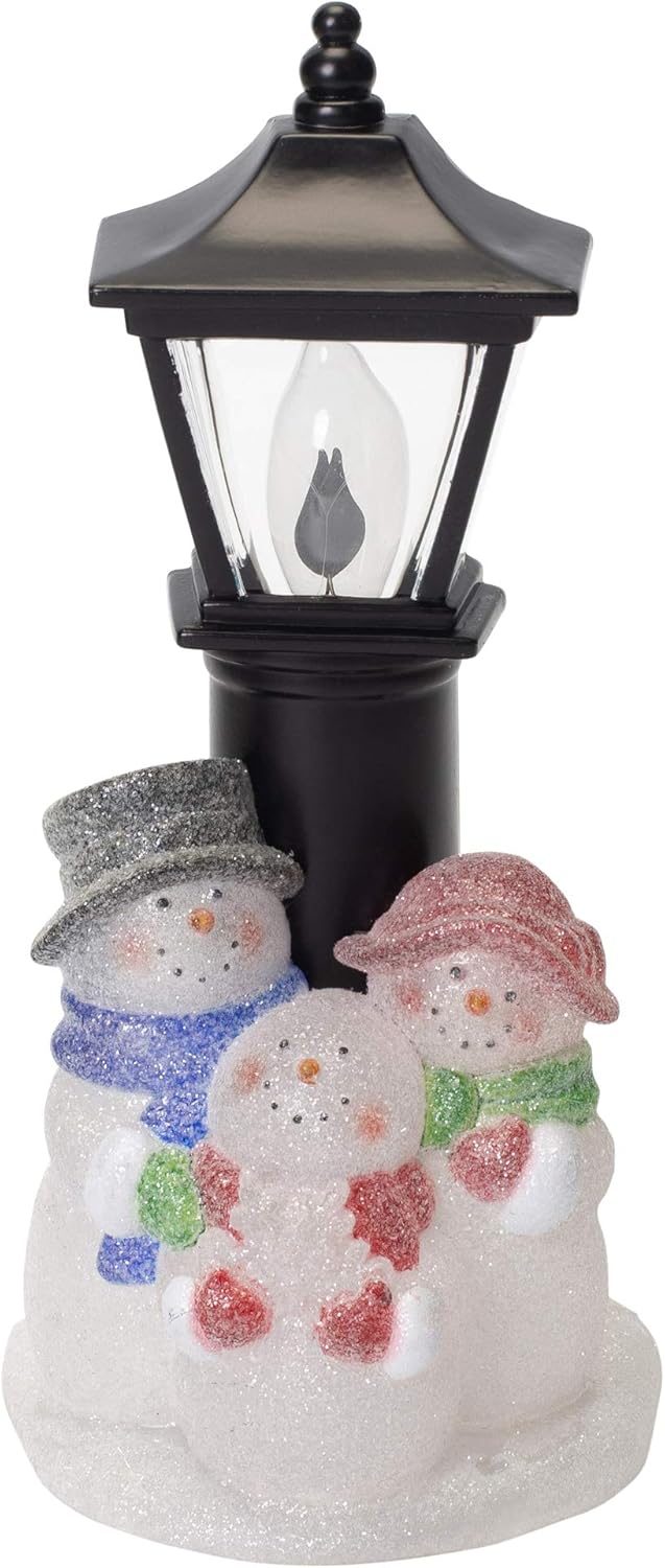 7" Holiday Street Lamp Snowman Family Night Light