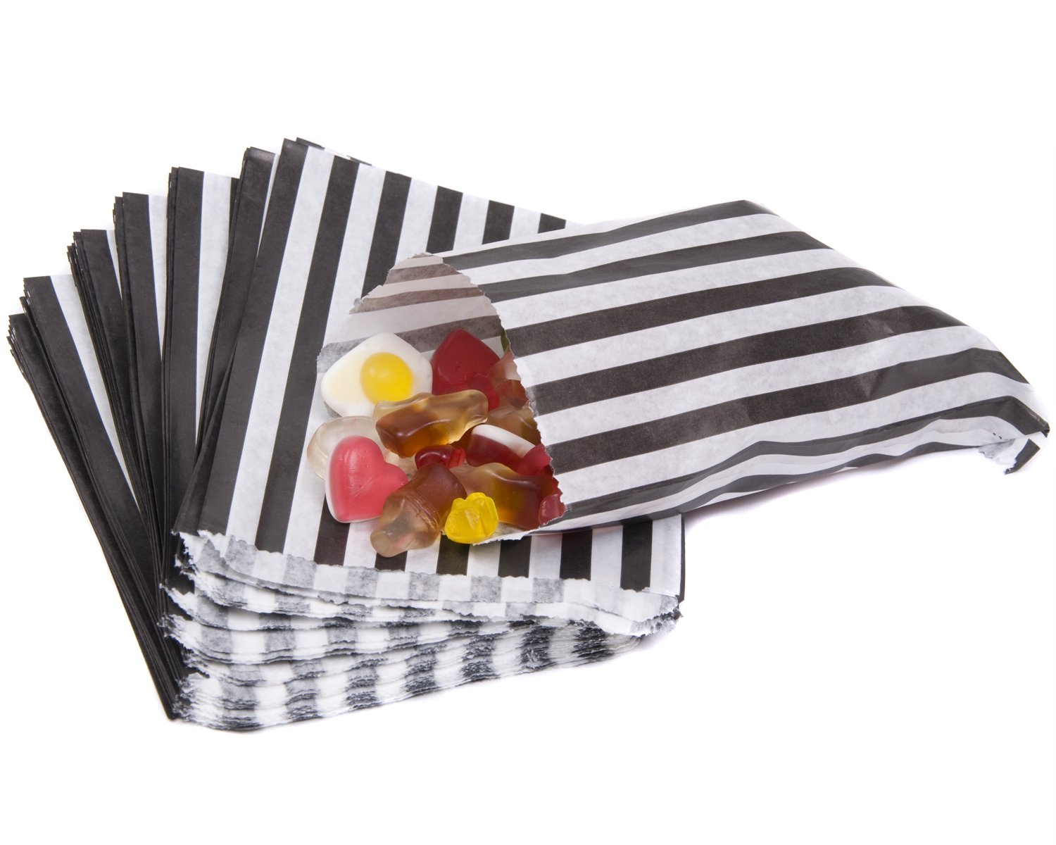 Bag It Plastics Black Candy Stripe Paper Sweet Bags 5" x 7" Pack of 50 Amazon.co.uk Toys & Games