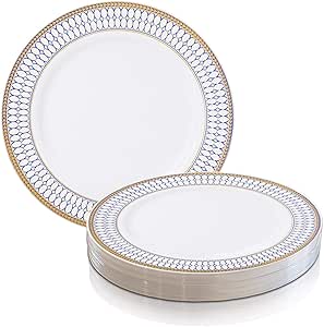 Amazon.com: Elegant Disposable Plastic Dinner Plates 120 ...