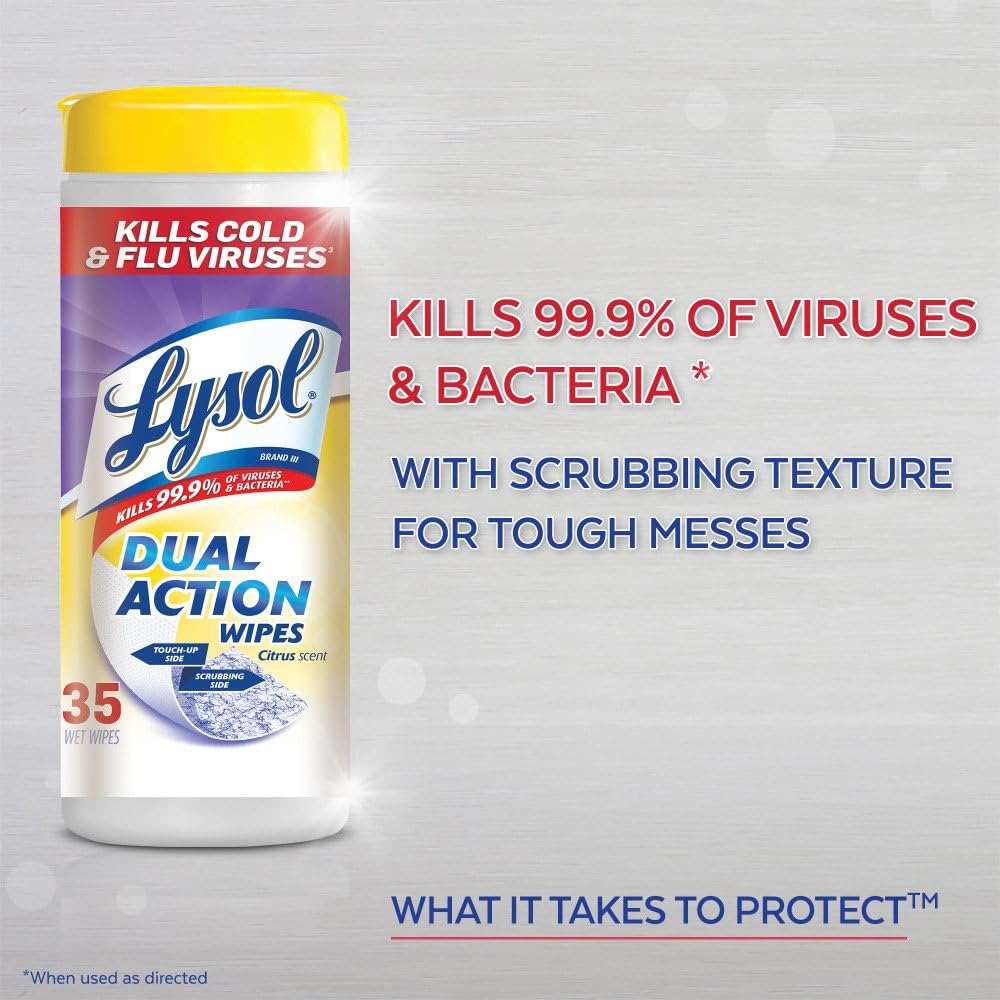 Lysol Dual Action, Disinfecting Wipes, Citrus, 75 Ct: Health & Personal Care