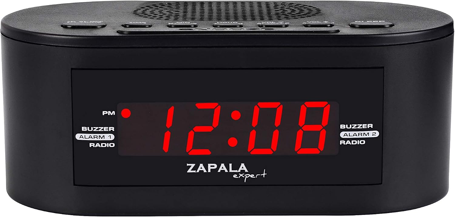 ZAPALA Expert Wake-Up Alarm Clock with FM Radio for Bedside or Kitchen Dual Alarm, Sleep & Snooze Function