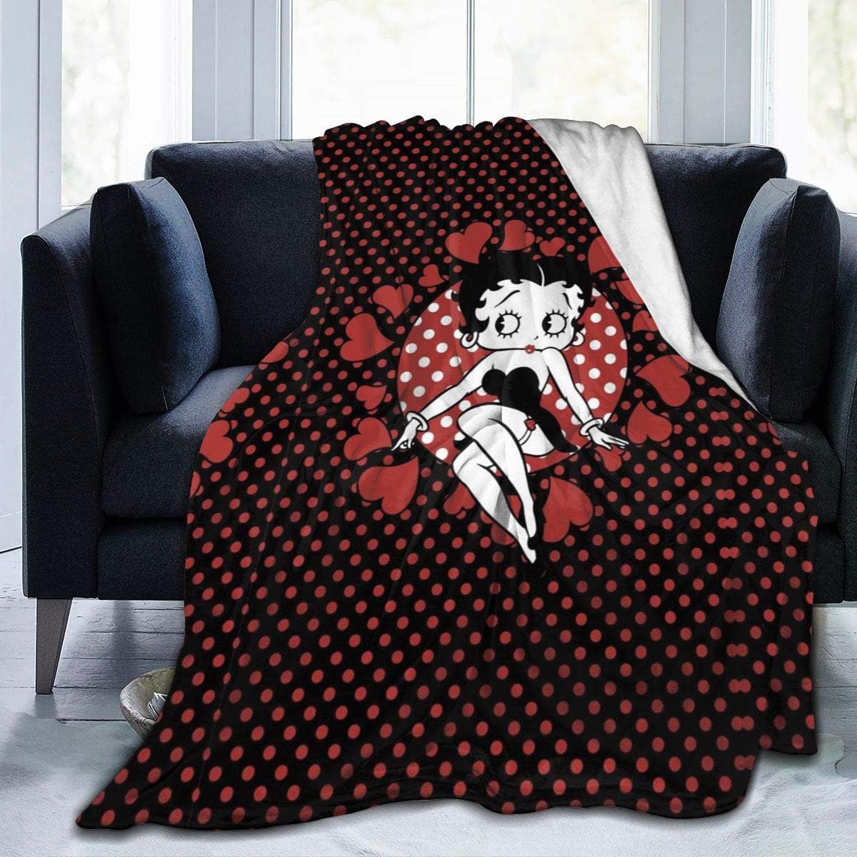 KDJGVM133 Fleece Blanket B-Etty B-OOP Red Dot Throw Queen Bed Flannel Blanket Ultra-Soft Microfiber - Cozy Lightweight - All Season - 80"x60"