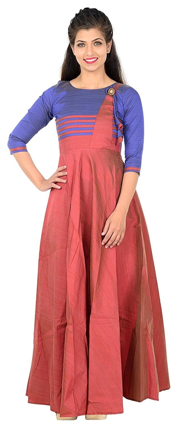 s r fashion womens chiku multi fancy full stitched long gown for girls (srf_full stitched_chiku_multi_bz_-various colors)