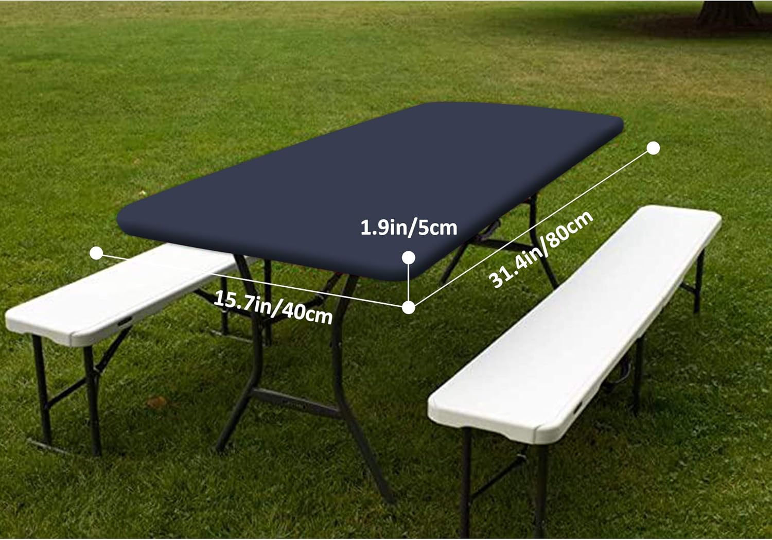 WES Picnic Table Cover Classic Dark Blue Folding Outdoor Table Waterproof Indoor Square Table Cover, Suitable for 31.4" x 15.7" (80x40cm) Outdoor Picnic Table/Holiday/Party Table: Kitchen & Dining