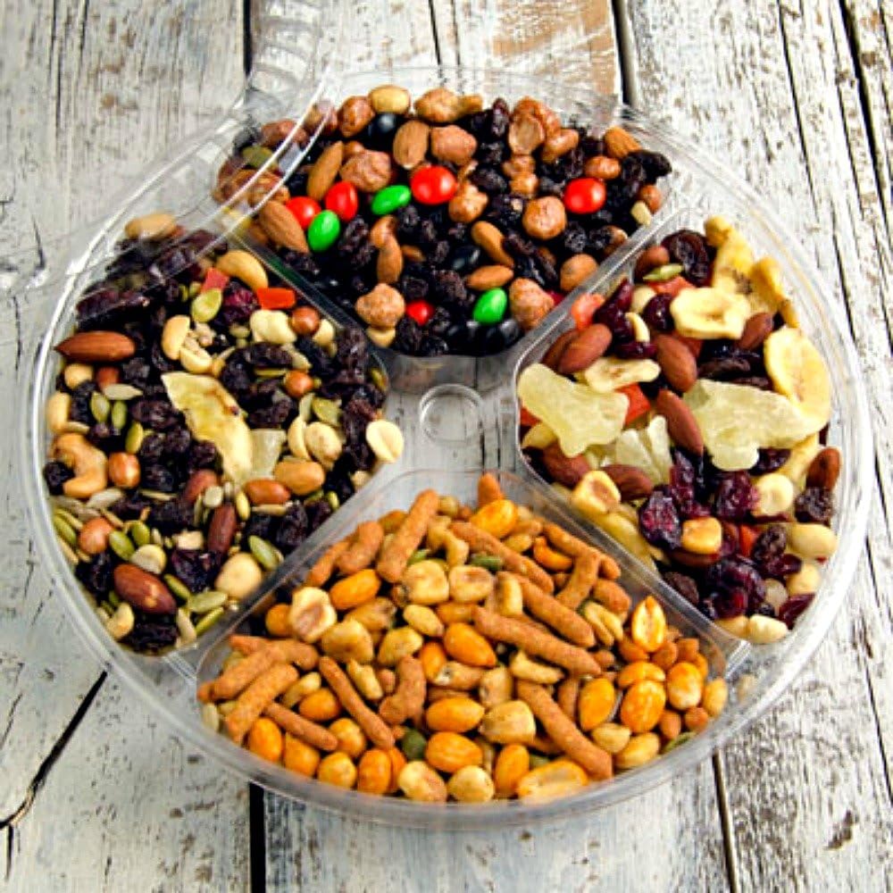 The Trail Mix Classic 4 Best Selling Trail Mixes in one 4 Section 10" Party Tray / 25 oz