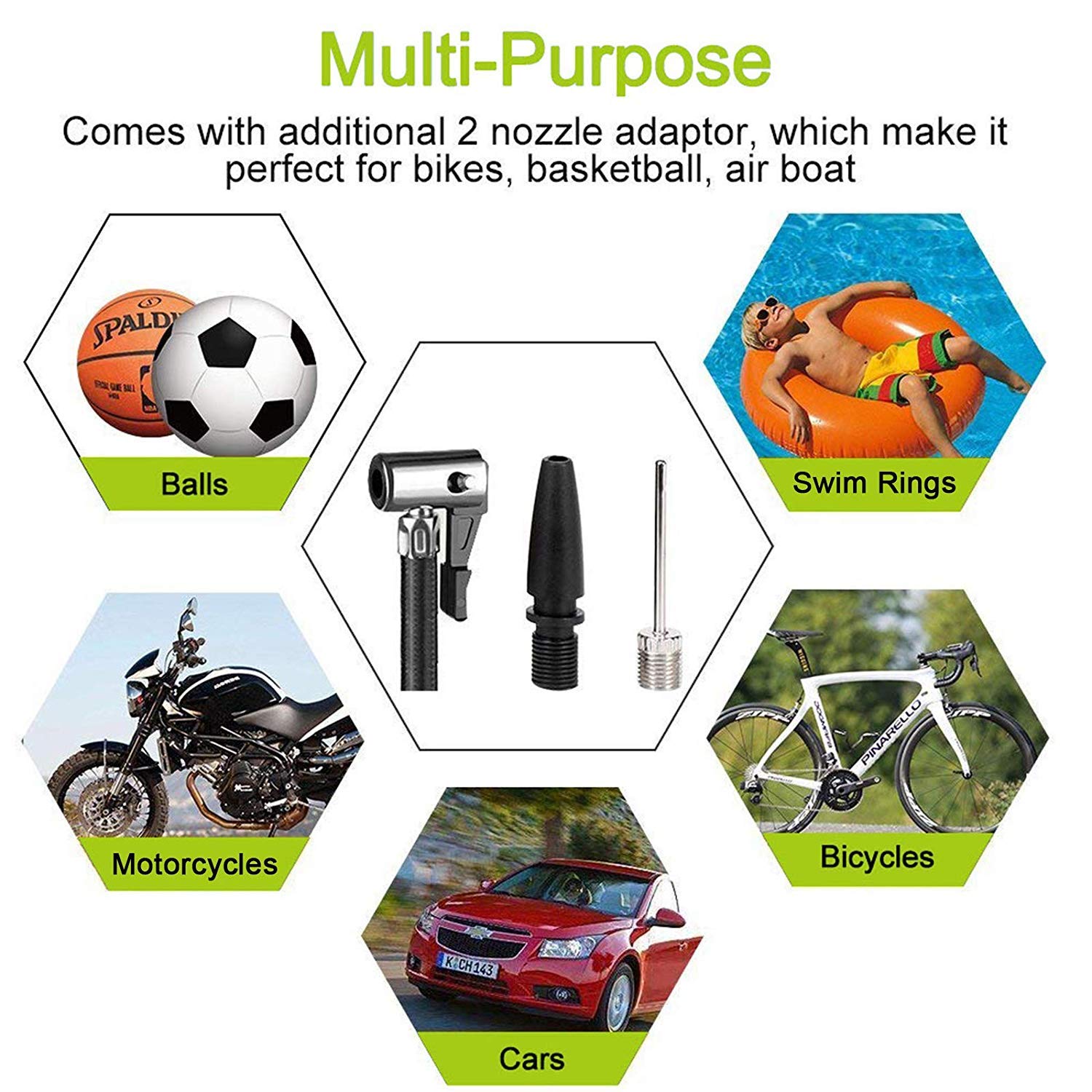 HAWKFORCE Tire Inflator, Cordless Portable Air Compressor Car Tire Air Pump with Easy to Read Digital Pressure Gauge, Built-in LED Light, Long Length 99 Inches Car Charger, Tool Bag