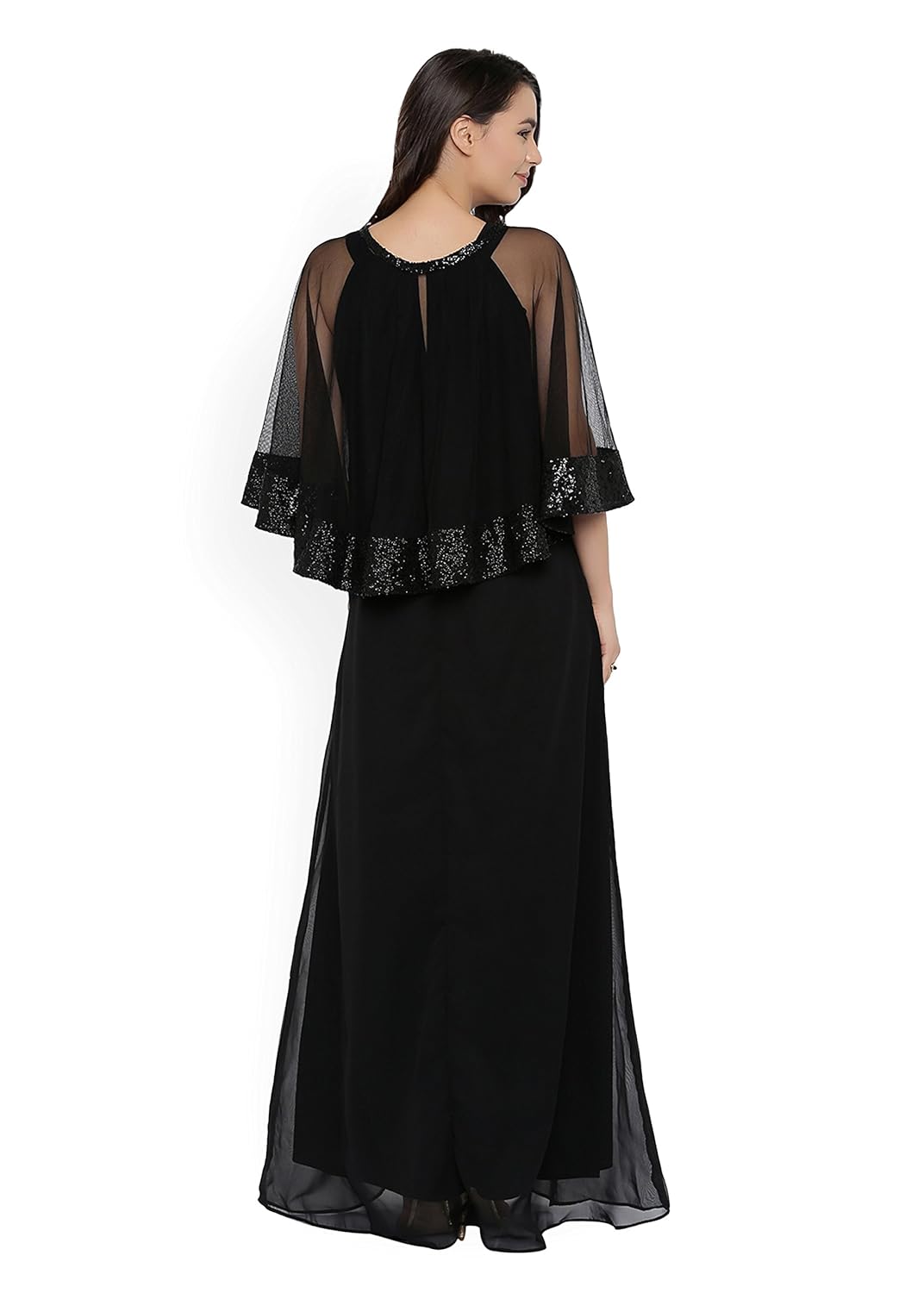 rare women black solid maxi dress (ep1612)