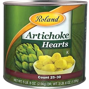 Roland Foods Whole Extra Large Artichoke Hearts, 25-30 Count, 5 Lb 8 Oz Can