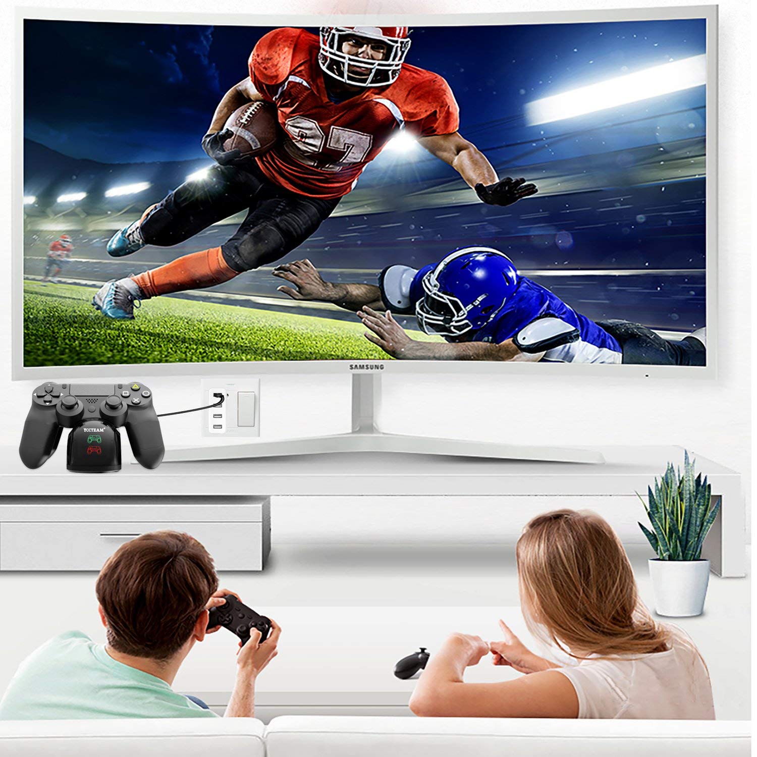 PS4 Controller Charger Charging Station, Dual USB Charger Charging Station Stand for Sony PlayStation 4 PS4 and PS4 Pro Controller