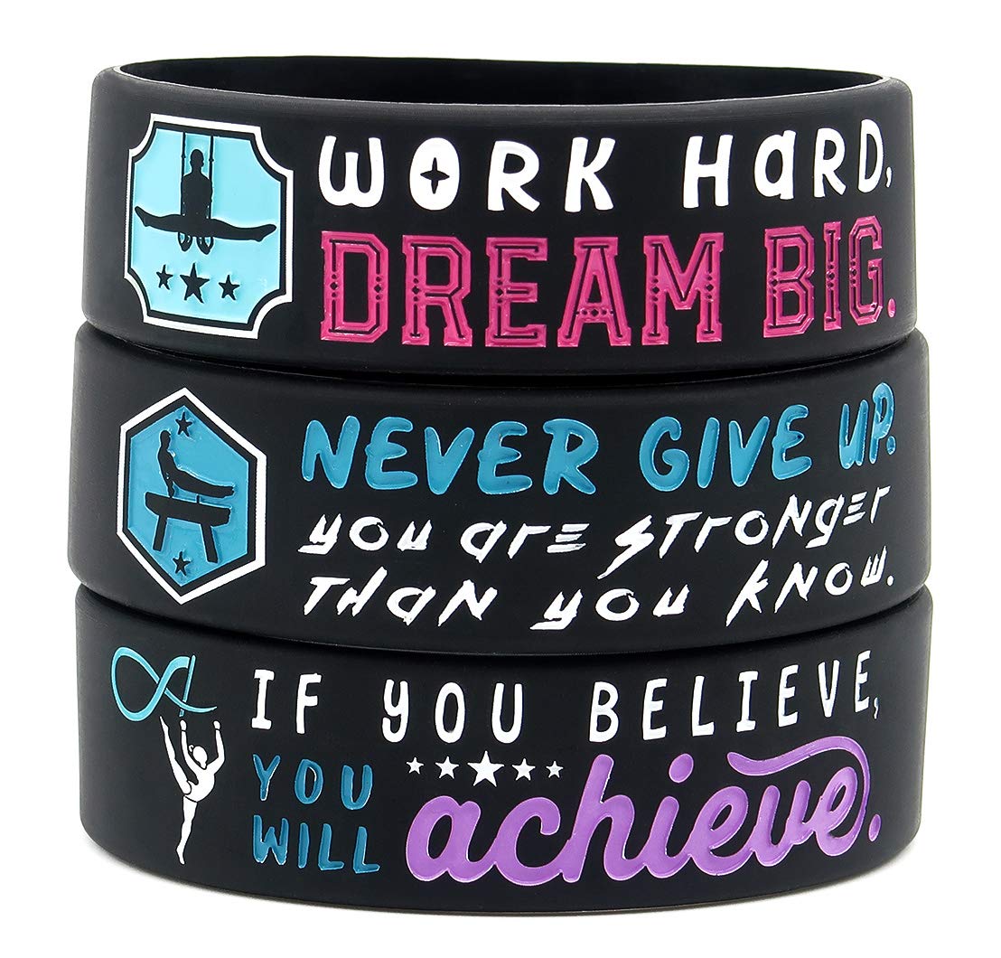 6 Pack Motivational Gymnastics Wristbands With Inspirational Quotes Gymnastics Gifts Jewelry Accessories For Gymnasts Team Awards Party Favors For Men Women Youth Teen Girls Boys Amazon In Health Personal Care