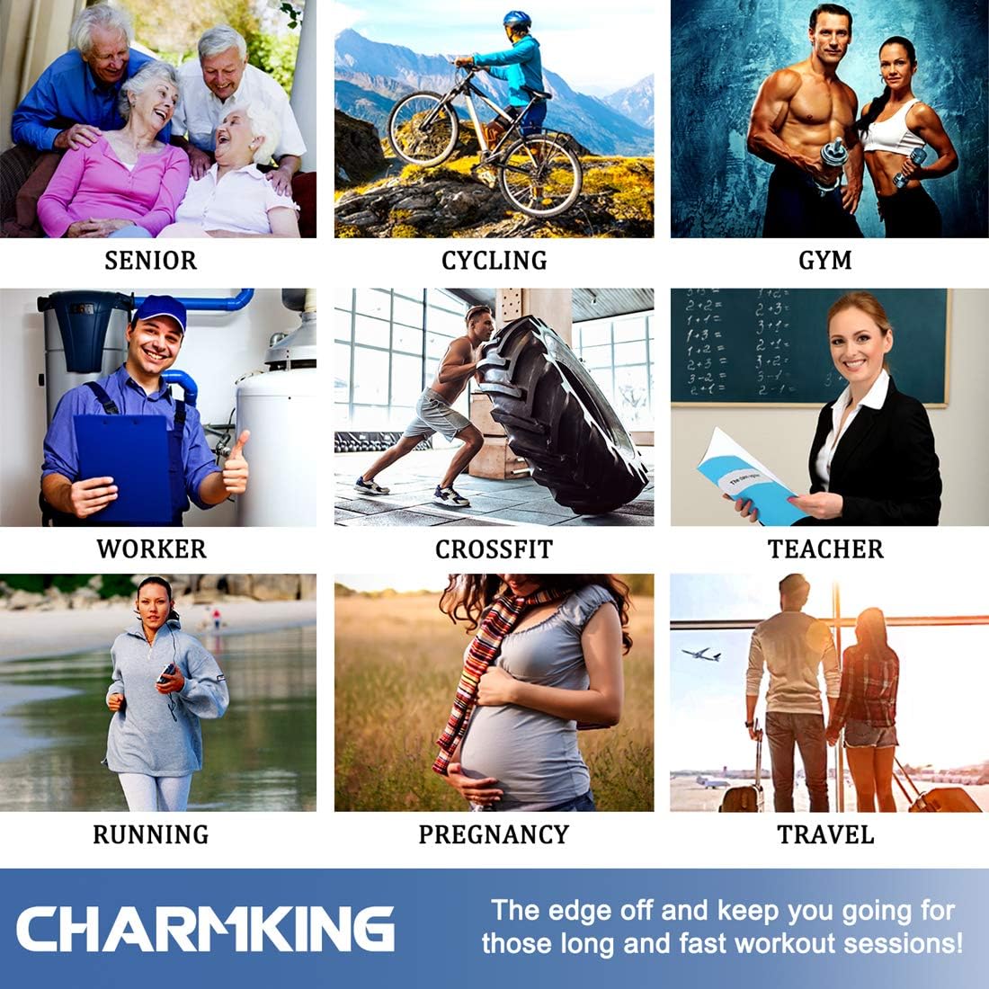 CHARMKING Compression Socks for Women & Men 8 Pairs 15-20 mmHg is Best Graduated Athletic,Running, Flight Travel,Cycling: Clothing