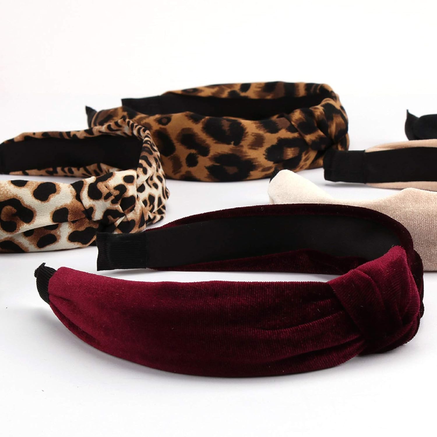 Ondder Knotted Headbands for Women Wide Headband 10 Pack Top Knot Hair Bands for Women's Hair Thick Turban Headbands Leopard Print Cheetah Headband Fashion Headband Cross Knot Hairbands Non Slip Women Headbands Diademas para Mujer : Beauty