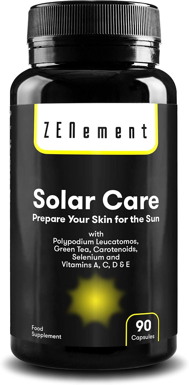 Solar Care, with Polypodium leucotomos, Green Tea, β-Carotene, Licopene, Lutein, Selenium & Vitamin C, D & E, 90 Vegetarian Capsules