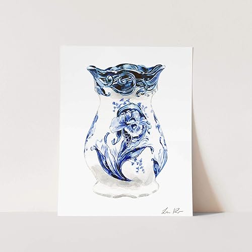 Amazon Com Delft Blue Floral Vase Royal Copenhagen Style Art