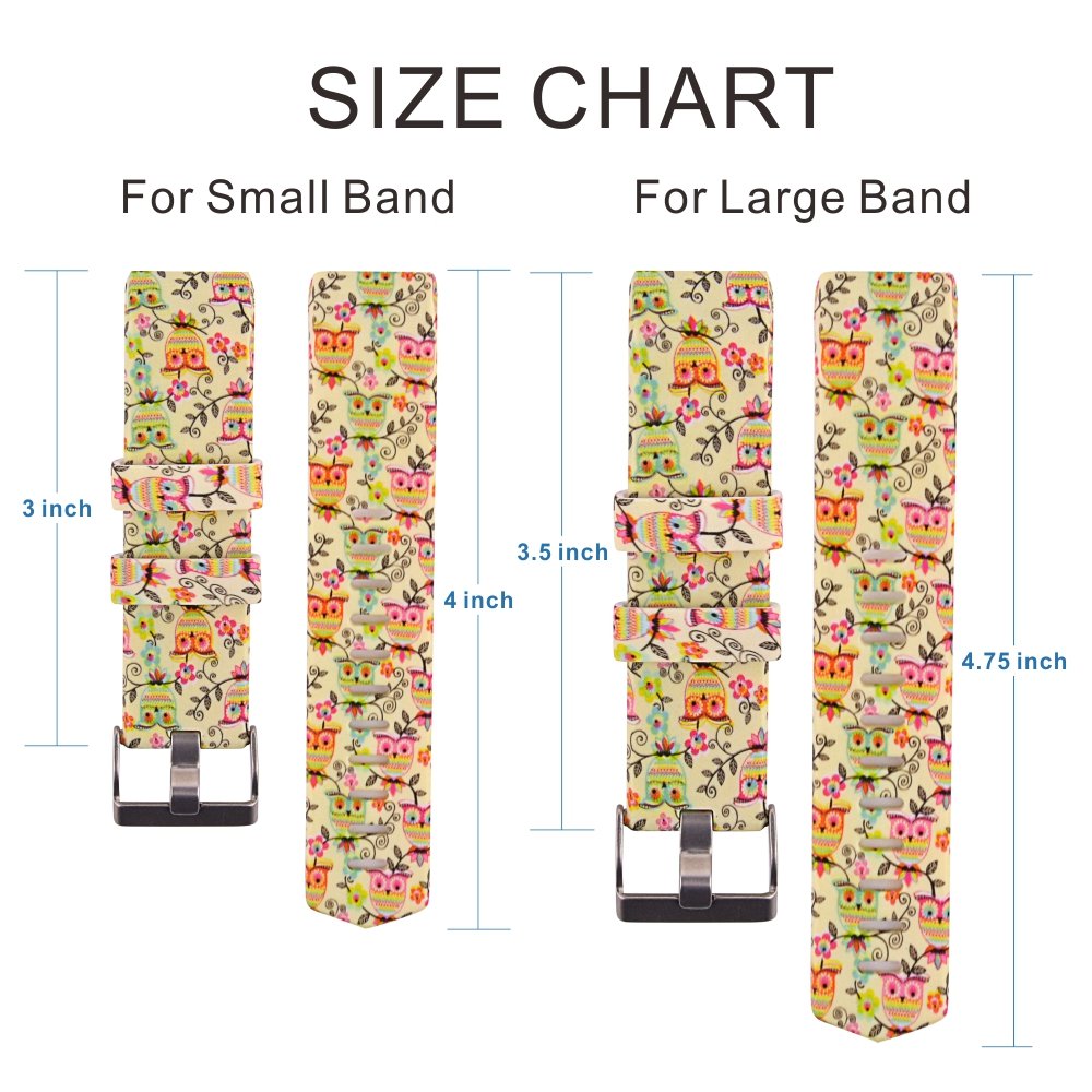 Fitbit Charge 2 Band,Soft Silicone Adjustable Replacement Sport Strap Printed Design Bands with Classic Buckle Fitness Accessory Wristband for Fitbit Charge2 (Pattern-15, Large (Wrist 6.5\