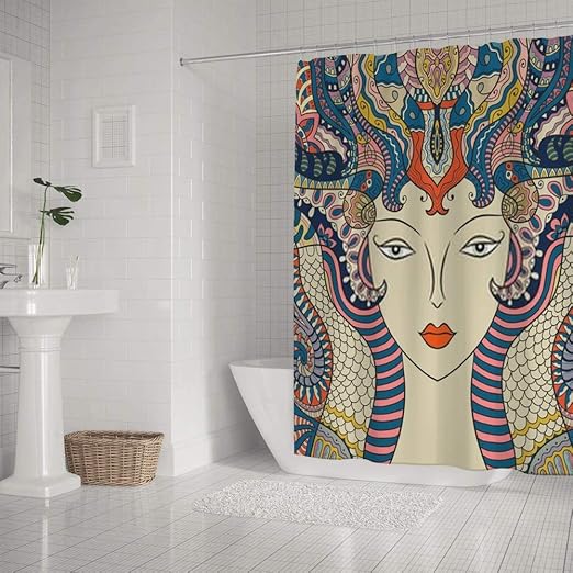 Amazon Com Kuizee Shower Curtain Waterproof Asian Woman Zen Doodle Art Colorful Ethnic Bath Curtains Polyester Decor Bathroom 60 72inch Water Repellent Bath Curtain Easy Install Home Kitchen
