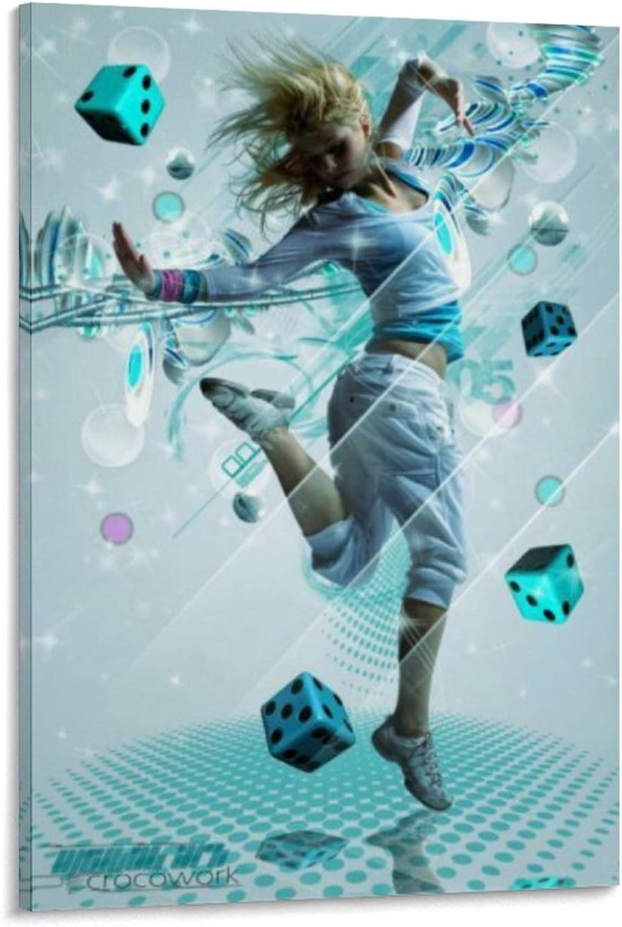 Zpeng Dance Hip Hop Blue Rapper Girl Canvas Art Poster and Wall Art Picture Print Modern Family Bedroom Decor Posters 08x12inch(20x30cm)