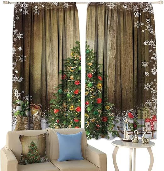 Amazon Com Hobeauty Christmas Window Curtain Fabric Festive