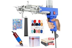 Riiai Tufting Gun Starter Kit,Tufting Gun with Carpet Trimmer Rug Making Kit, Rug Gun Cut Pile Loop Pile for Making Rugs, Carpet Trimmer Tufting for Sculpting (Dark Blue Rug Tufting Gun with Trimmer)