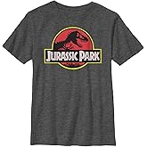 Jurassic Park Boy's Bold T Rex Logo T-Shirt - Charcoal Heather - X Large