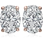 JewelryPalace Oval Cut 2ct Cubic Zirconia Solitaire Stud Earrings for Women, 925 Sterling Silver 14k White Yellow Rose Gold Plated Earrings for Her, Classic Simulated Diamond Earrings Jewelry Sets