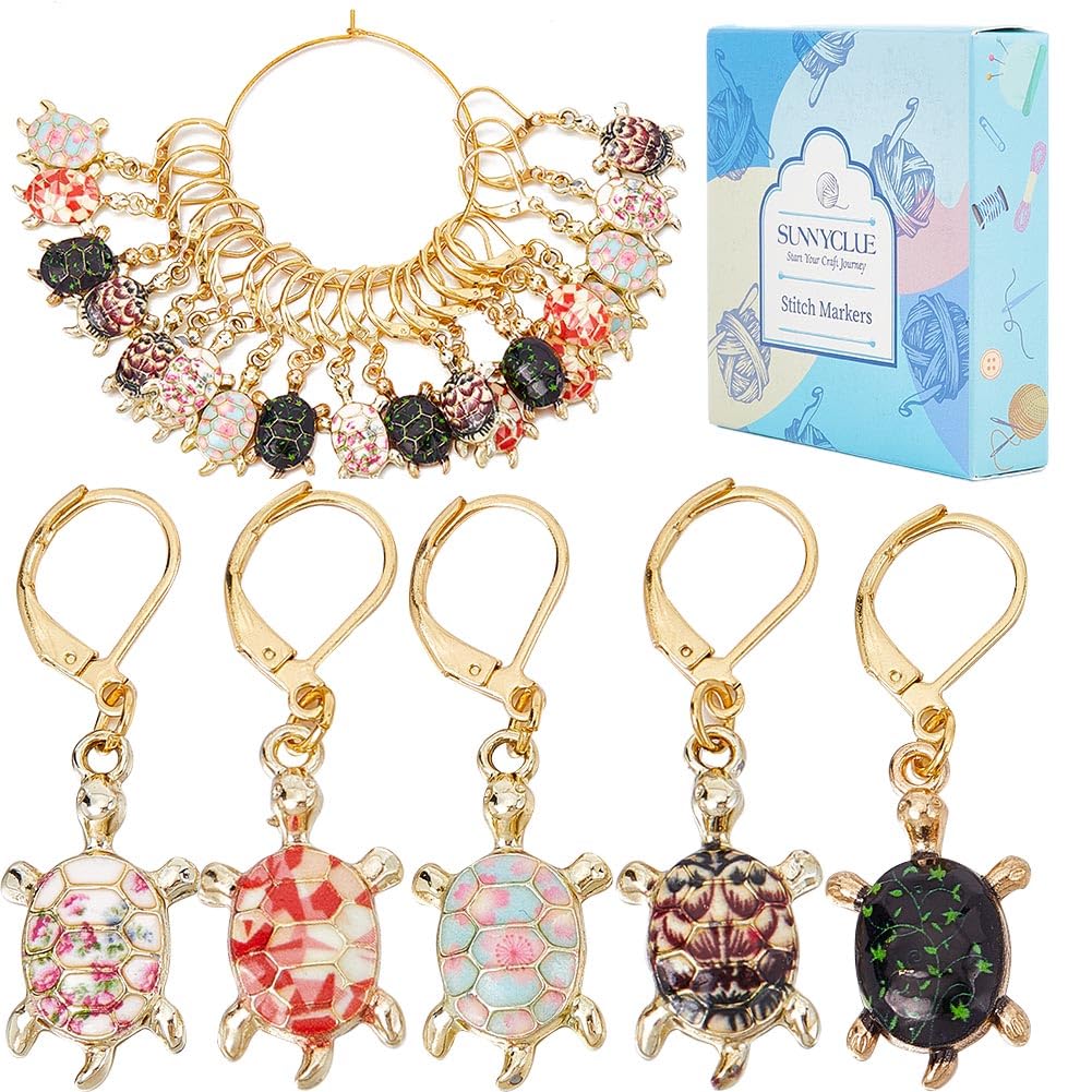 SUNNYCLUE 1 Box 20Pcs Stitch Marker Charms Locking Stitch Marker Metal Clip on Removable Lobster Clasps Leverback Stitch Markers for Knitting Weaving Sewing Needleworks Women DIY Crafts Gift Supplies