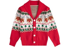 UNICOMIDEA Baby Boys Christmas Cardigan Sweater Toddler Kids Cute Reindeer Knitted Xmas Jumper 12M-4T