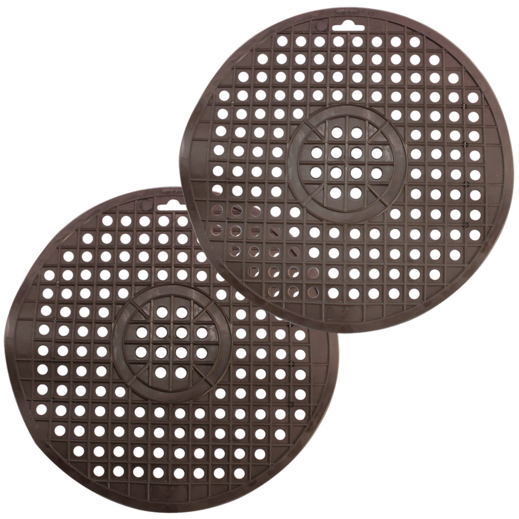 COM-FOUR® 2X Sink Insert - Round Sink mat - Insert for Sink Protects The Surface of The Sink and The Dishes (2 Pieces - Brown)