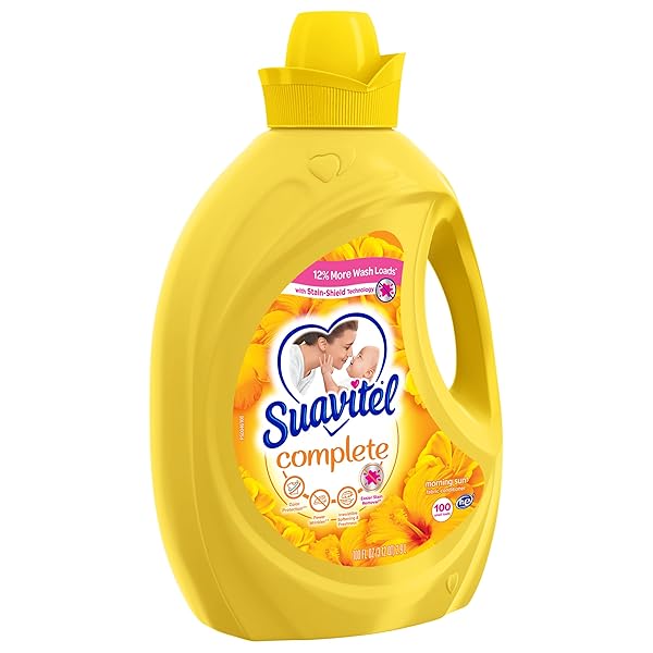 SUAVITEL COMPLETE LIQUID FABRIC CONDITIONER, LAUNDRY FABRIC SOFTENER WITH FABRIC PROTECTION TECHNOLOGY, MORNING SUN, 100 FL OZ, ENOUGH LIQUID FOR 100 SMALL LOADS