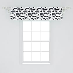 Ambesonne Cattle Window Valance, Farm Animals