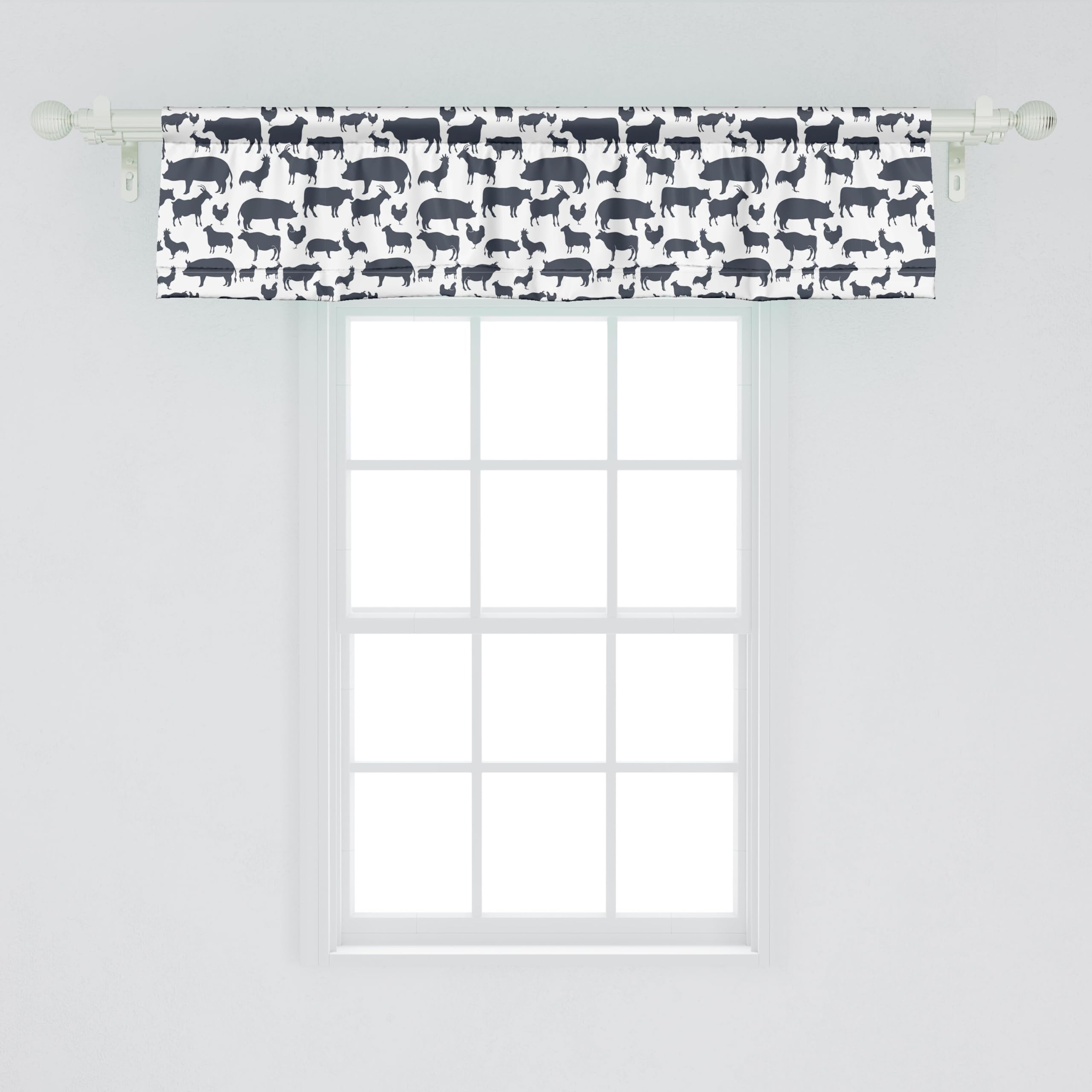 Ambesonne Cattle Window Valance, Farm Animals