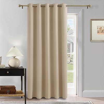 PONY DANCE Door Curtain Thermal 1 Panel Blackout 66x84 Biscotti Beige