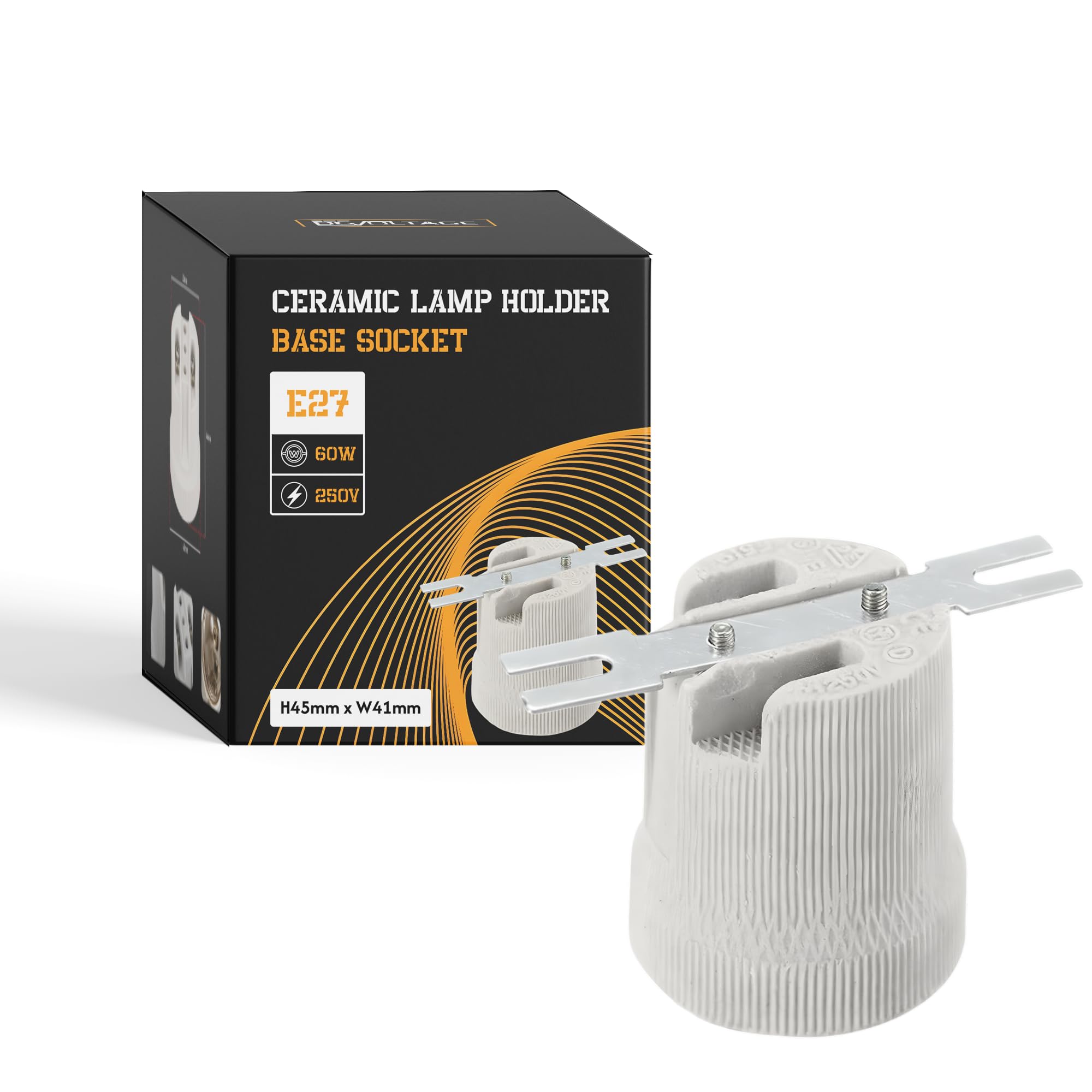 LEDSone Ceramic Porcelain E27 Lamp Holder 46mm(H) × 40mm(W) × 33mm(L) Edison Screw Light Bulb Socket, Heat Resistant LampHolder for DIY Pendant Ceiling Lighting, 240V UK (Ceramic Holder)