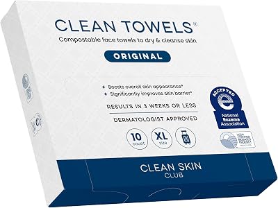 Clean Skin Club XL 100% USDA Biobased Disposable Face Towels Makeup Remover Dry