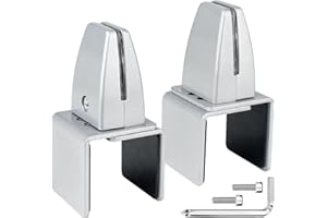 FIRST-ZGEL 2 Packs Sneeze Guard Support, Aluminum Vertical Partition Board Clamp, Acrylic Desk Divider Support Clamp, Desk Shield Privacy Panel Clamp for Clear Shield for Countertop Reception