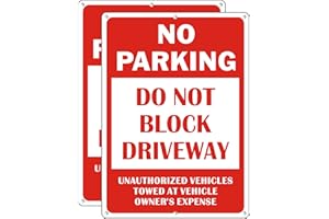 KOALAAT Do-Not-Block-Driveway-Sign - No Parking Signs 10 x 14 Inches Large Reflective Aluminum and UV Protected Metal Easy to Mount (2 PACK)