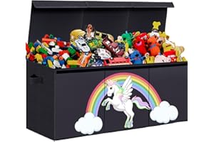 ANNKIE Extra Large Toy Box for Girls, Toy Chest for Kids,Collapsible Sturdy Toy Storage with Lids,Large Toy Box Chest Storage Organizer for Nursery Room, Playroom, Closet, Office 40.6"x 14"x16.5"