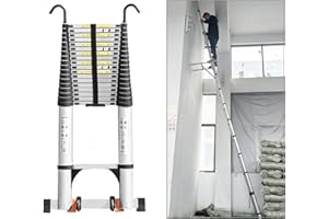 JADDUO Telescoping Ladder,26.2 FT Extension Ladder,Aluminum Lightweight Telescopic Ladder with 2 Triangle Stabilizers, Telescoping Attic Ladders RV Ladders for Travel