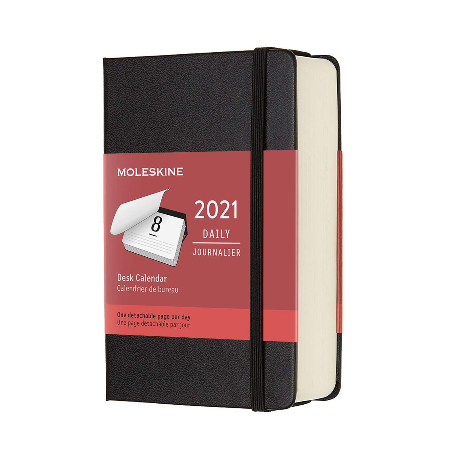 Moleskine Desk Calendar, 2021 Desk Calendar, 12-Month Daily Desk Planner, Hard Cover, Pocket Size 9 x 14 cm, Colour Black, 367 Pages