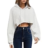 Remidoo Women's Hoodies Pullover Long Sleeve Cropped Sweatshirt Loose Shirt