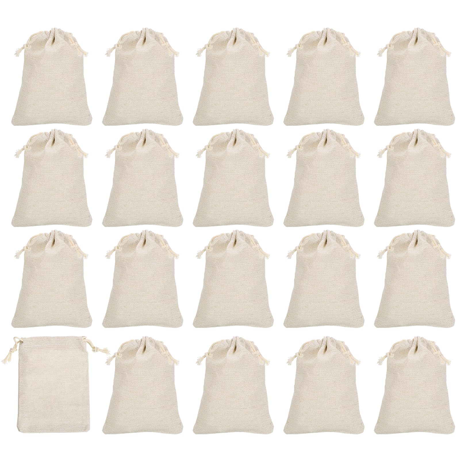 PATIKIL 6"x4" Coin Money Sacks Bag, 20 Pack Bank Deposit Change Transit Bags Cash Bag with Drawstring Currency Bags Gift Bag Style 4, Beige