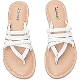Ataiwee Women's Casual Flat Slide Sandals - Dressy Comfortable Criss Cross Strappy Summer Sandals,Open Toe Multi Strap Beach Flat Thong Sandals.