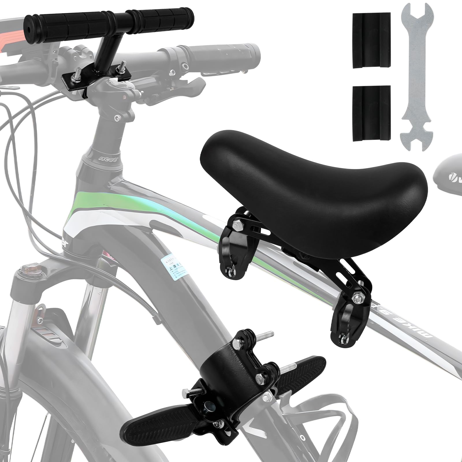 Honeyhouse Child Bike Seat | Child Safety Carrier Front Mount Baby Seat with Armrest and Foot Pedals | Adjustable Safety Seat for Kids Infant Toddler (UP to 41 kg)