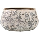 Voelauuy Ceramic Planter Pot, Grey Flower Pot with Drainage Hole, 10in | White Flower Vase with Anti-Slip Base, Crackle Glaze Large Floral Pot, Gifts for Home Decor Kitchen Office Indoor Outdoor