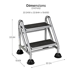 Cosco 2-Step Rolling Step Ladder, Grey