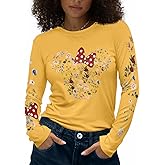 Flafens Long Sleeve T Shirts for Women - Crewneck Womens Graphic Tees Cotton Cute Cool Tshirts Teens Girls Girly
